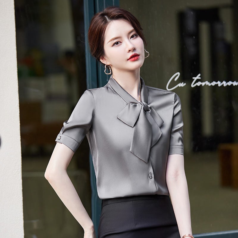 Professional suit Women's Summer Short-sleeved Hotel Front Desk Work Clothes Jewelry Shop Work Clothes Fashion Temperament Gold Shop Work Clothes - Image 5