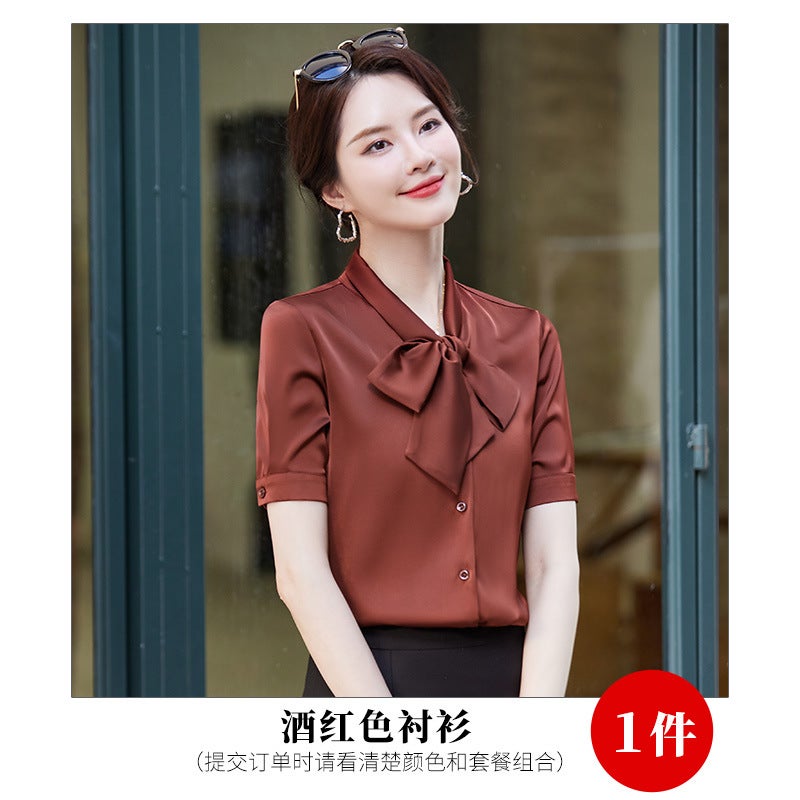 Professional suit Women's Summer Short-sleeved Hotel Front Desk Work Clothes Jewelry Shop Work Clothes Fashion Temperament Gold Shop Work Clothes - Image 1