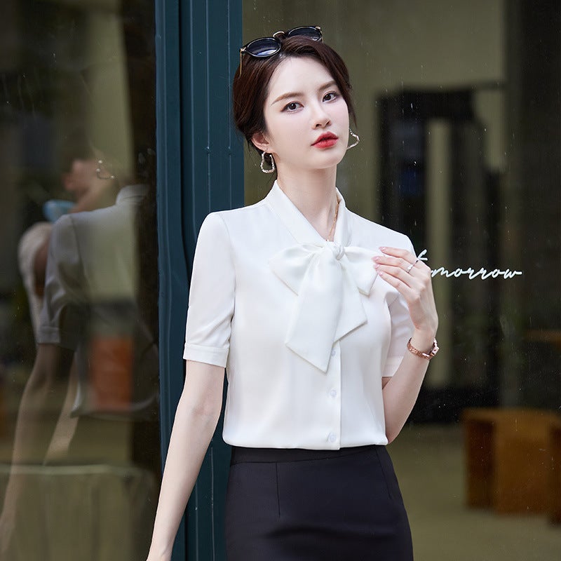 Professional suit Women's Summer Short-sleeved Hotel Front Desk Work Clothes Jewelry Shop Work Clothes Fashion Temperament Gold Shop Work Clothes - Image 3