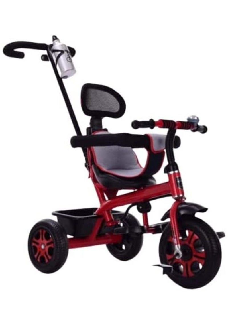 NTECH Kids Tricycles For 1 To 6 Years Old Baby Trike Kid's Ride On Tricycle With Push Bar 3 Wheels Bike For Boys and Girls 3 Wheels Toddler Tricycle (Red) - Image 1