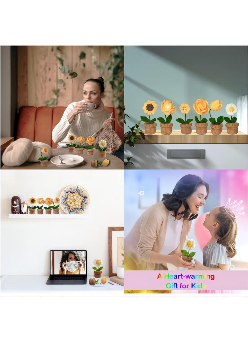 طقم كروشيه سهل للمبتدئين، مجموعة زهور في أصص مكونة من 6 قطع مع مواد دورة شاملة ودروس فيديو خطوة بخطوة لجميع مستويات المهارة - Image 4