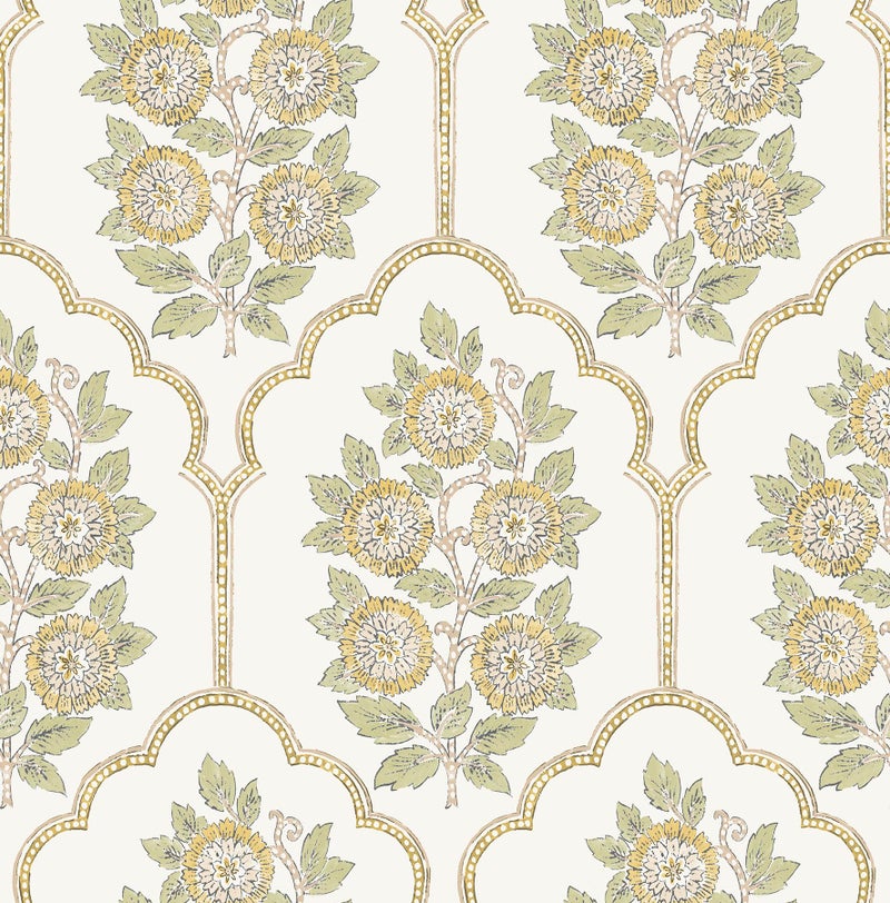 NuWallpaper x Society Social Floral Bazaar Ochre Peel and Stick Wallpaper, SSS6313 - Image 1
