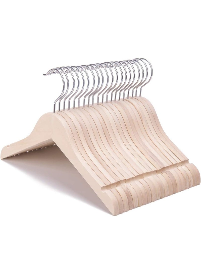 16 Pack Unfinished/Natural Kids Baby Children Toddler Wooden Shirt Dress Coat Hangers with No Painting - 360°Stronger Anti-Rust Chrome Swivel Hook - Extra Smoothly Cut Notches - Image 1