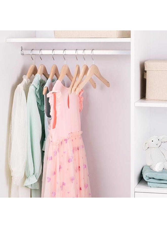 16 Pack Unfinished/Natural Kids Baby Children Toddler Wooden Shirt Dress Coat Hangers with No Painting - 360°Stronger Anti-Rust Chrome Swivel Hook - Extra Smoothly Cut Notches - Image 2