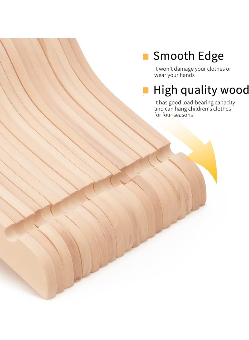 16 Pack Unfinished/Natural Kids Baby Children Toddler Wooden Shirt Dress Coat Hangers with No Painting - 360°Stronger Anti-Rust Chrome Swivel Hook - Extra Smoothly Cut Notches - Image 4