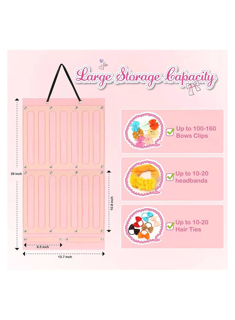 Bow Holder for Girls Hair Bows, Hair Clips Storage Hanger w/ 16 Ribbons, Hair Accessories Organizer, Wall Hanging for Girl Room 1 Item - Image 5