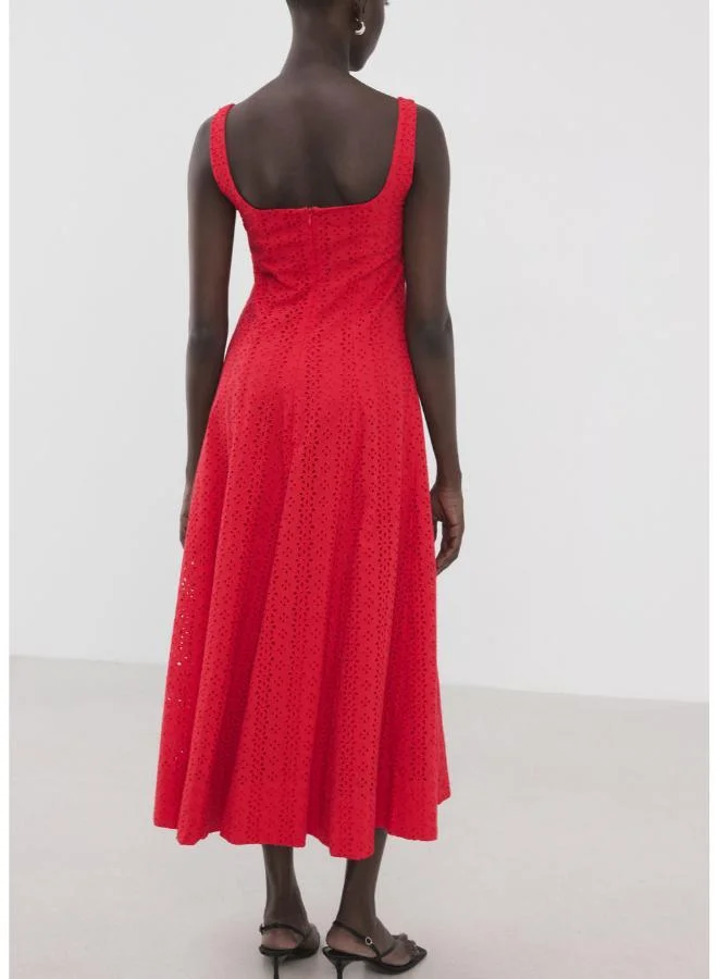 مانجو Embroidered cutwork A-line dress