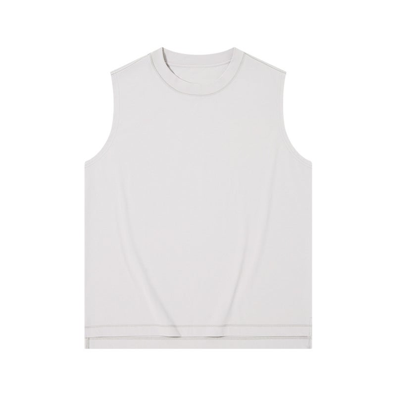 Summer new cold sleeveless mens T-shirt hurdle sports vest mens outerwear 230g loose solid color waistcoat Lotus Purple - Image 4