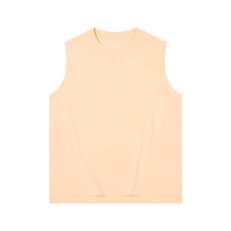 Summer new cold sleeveless mens T-shirt hurdle sports vest mens outerwear 230g loose solid color waistcoat Lotus Purple - Image 3