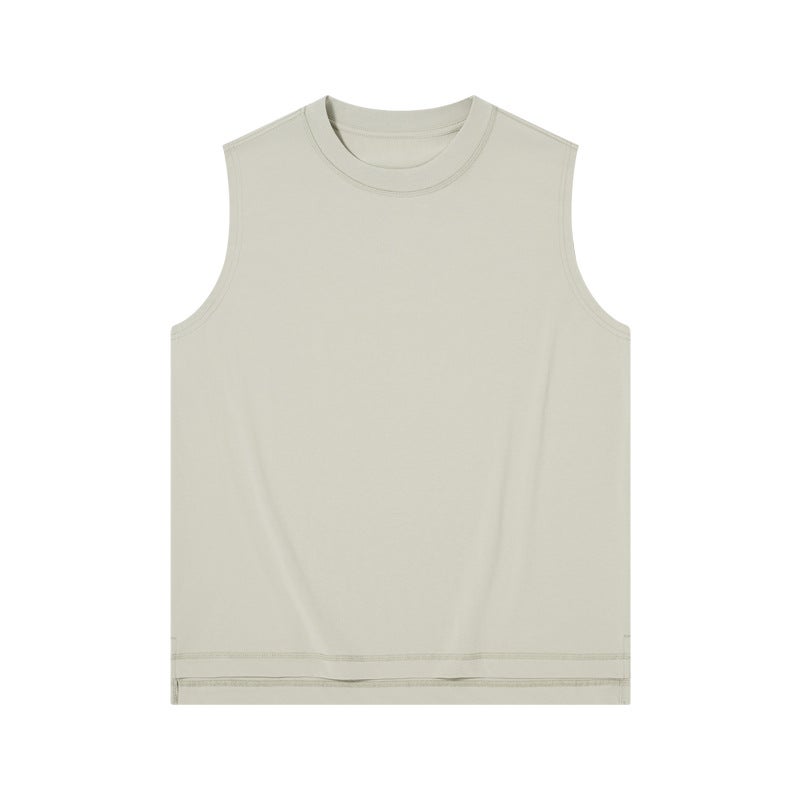 Summer new cold sleeveless mens T-shirt hurdle sports vest mens outerwear 230g loose solid color waistcoat Lotus Purple - Image 5