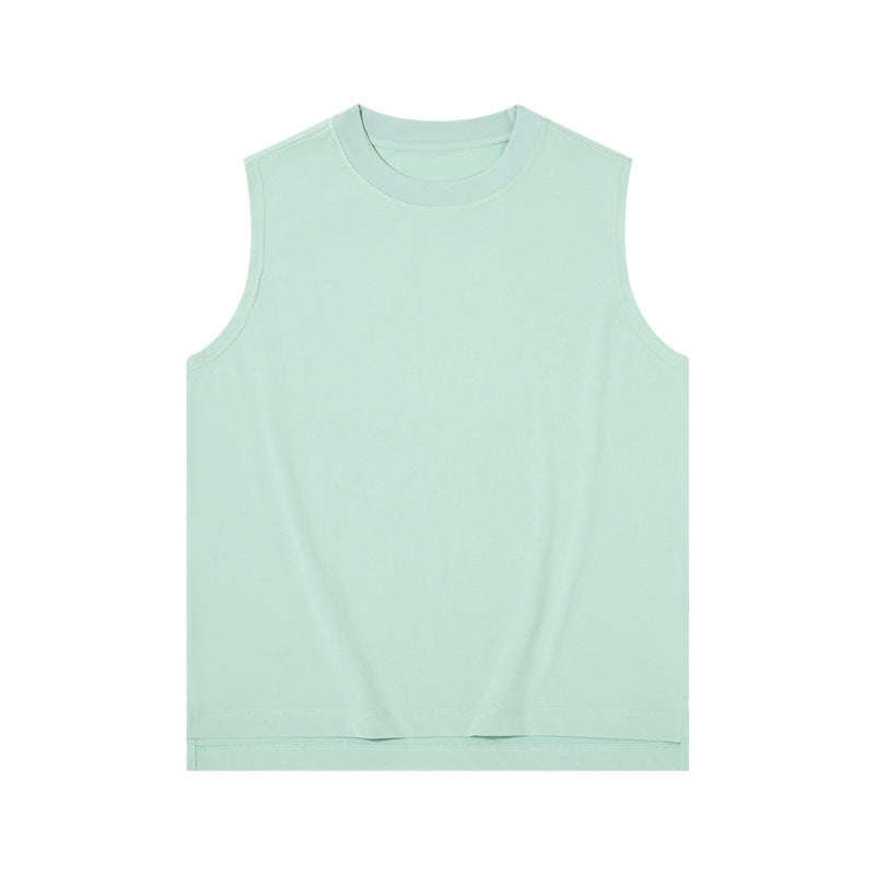 Summer new cold sleeveless mens T-shirt hurdle sports vest mens outerwear 230g loose solid color waistcoat Lotus Purple - Image 2