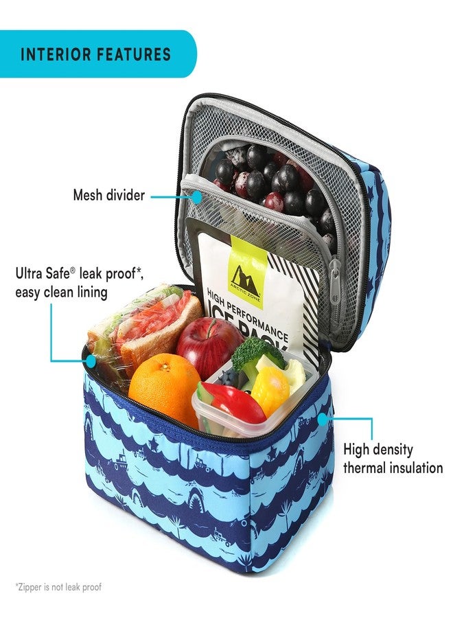Arctic Zone Kids Lunch Bucket Combo with 210g Ice Pack and Sandwich Container, Deep Shark - Image 2