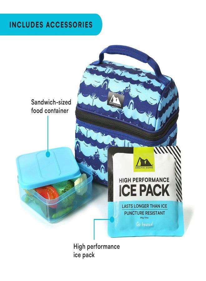 Arctic Zone Kids Lunch Bucket Combo with 210g Ice Pack and Sandwich Container, Deep Shark - Image 3