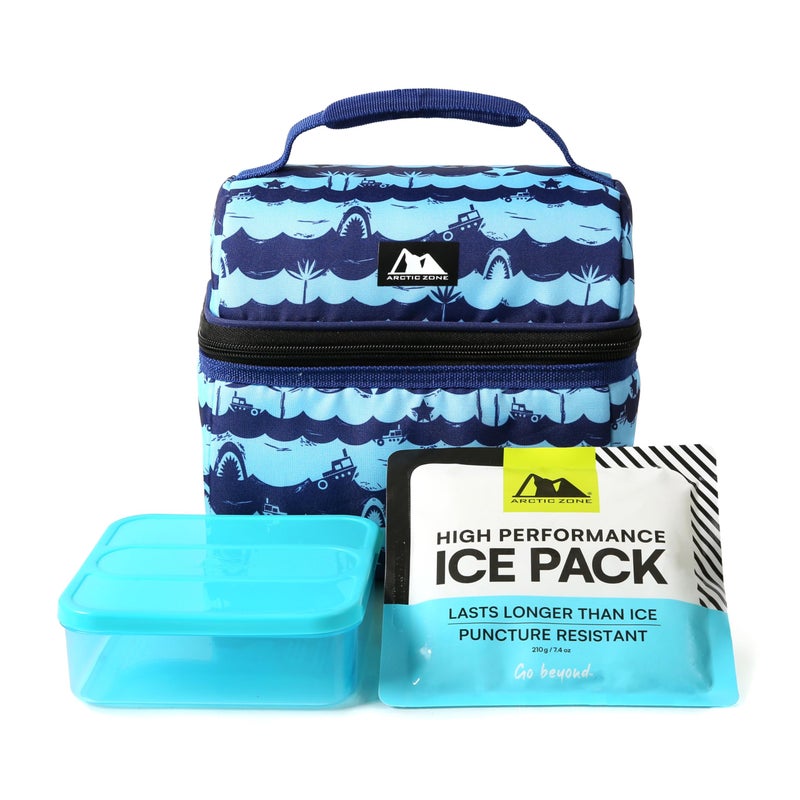 Arctic Zone Kids Lunch Bucket Combo with 210g Ice Pack and Sandwich Container, Deep Shark - Image 1
