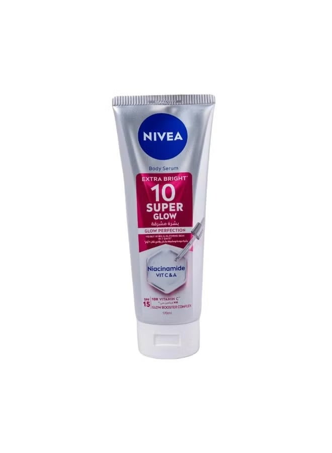 NIVEA EXTRA BRIGHT 10 Super Vitamins Body Serum for Skin Nourishment, Perfect Glow, SPF 15, 170 ml. - Image 2