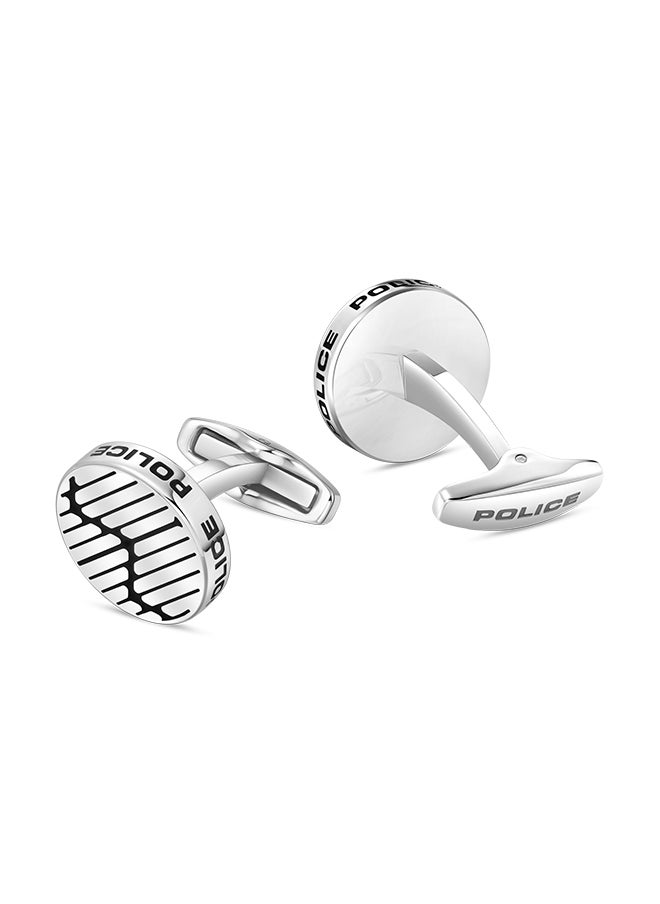 POLICE - Graph Stainless Steel Gents Cufflinks With Black EnamelPEAGC0022304 - Image 1