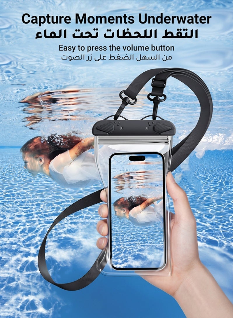ZAFRA 2 Pack Large Waterproof Phone Case IPX8 Certified 30M Universal Waterproof Phone Pouch Case Cellphone Dry Bag Case Fit for up to 8'' Compatible with iPhone 17/16/15/14/13 Pro Max Samsung Galaxy S26/S25/S24 Ultra for Swimming & Beach (Black & Green) - Image 5