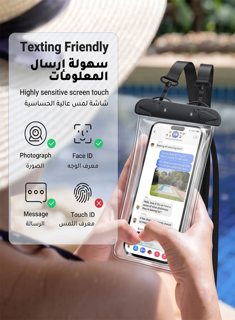 ZAFRA 2 Pack Large Waterproof Phone Case IPX8 Certified 30M Universal Waterproof Phone Pouch Case Cellphone Dry Bag Case Fit for up to 8'' Compatible with iPhone 17/16/15/14/13 Pro Max Samsung Galaxy S26/S25/S24 Ultra for Swimming & Beach (Black & Green) - Image 3