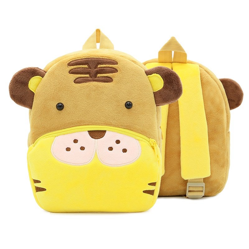 Plush Kids Backpack, Tiger Animal Design, Soft Lightweight School Bag for Toddlers and Preschool Kids - Image 1
