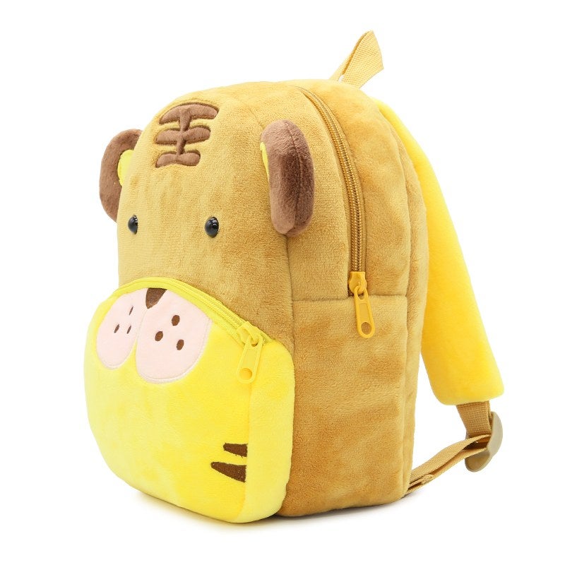 Plush Kids Backpack, Tiger Animal Design, Soft Lightweight School Bag for Toddlers and Preschool Kids - Image 3