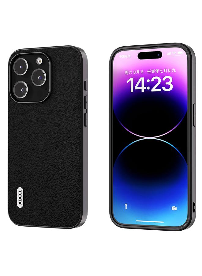 The Bros Case For iPhone 15 Pro ABEEL Genuine Leather Luolai Series Phone Case 