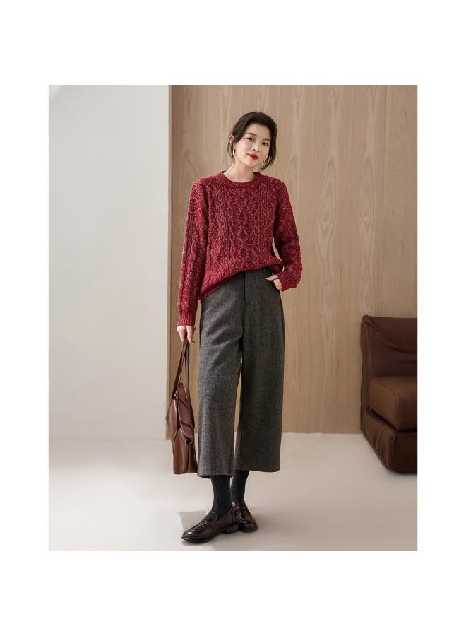 dme Demana [with Soft Wool] Winter Heavy-duty Cable Knit Sequin Sweater Loose Fit Pee Women's Knitwear - Image 5