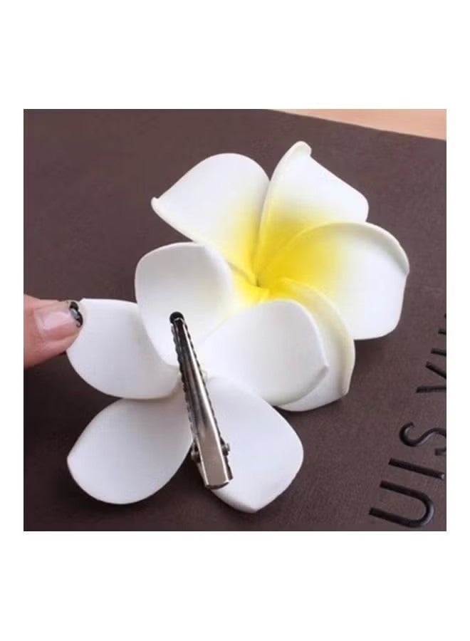 10-Piece Plumeria Flower Hairpin Bohemian Frangipani Hair Clip Yellow - Image 1