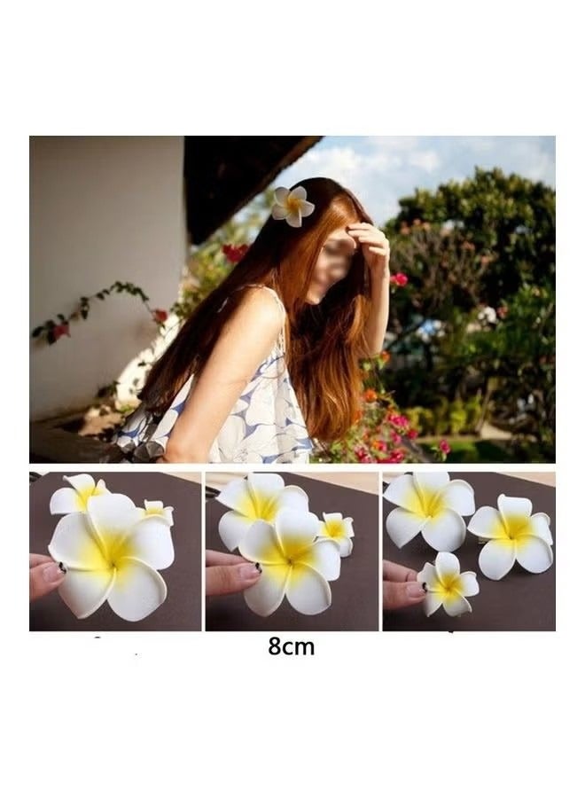10-Piece Plumeria Flower Hairpin Bohemian Frangipani Hair Clip Yellow - Image 3