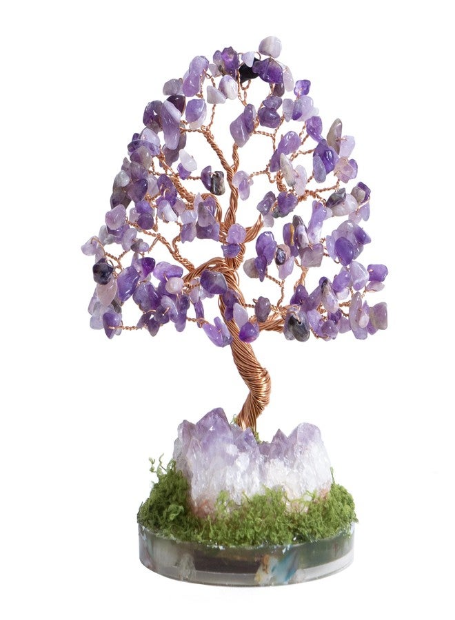 Dreamocean Amethyst Crystal Tree of Life Healing Crystal Money Gemstone Bonsai Tree with Natrual Amethyst Cluster Geode Home Office Desk Reki Decor for Women Purple Gifts for Women（Purple） - Image 1
