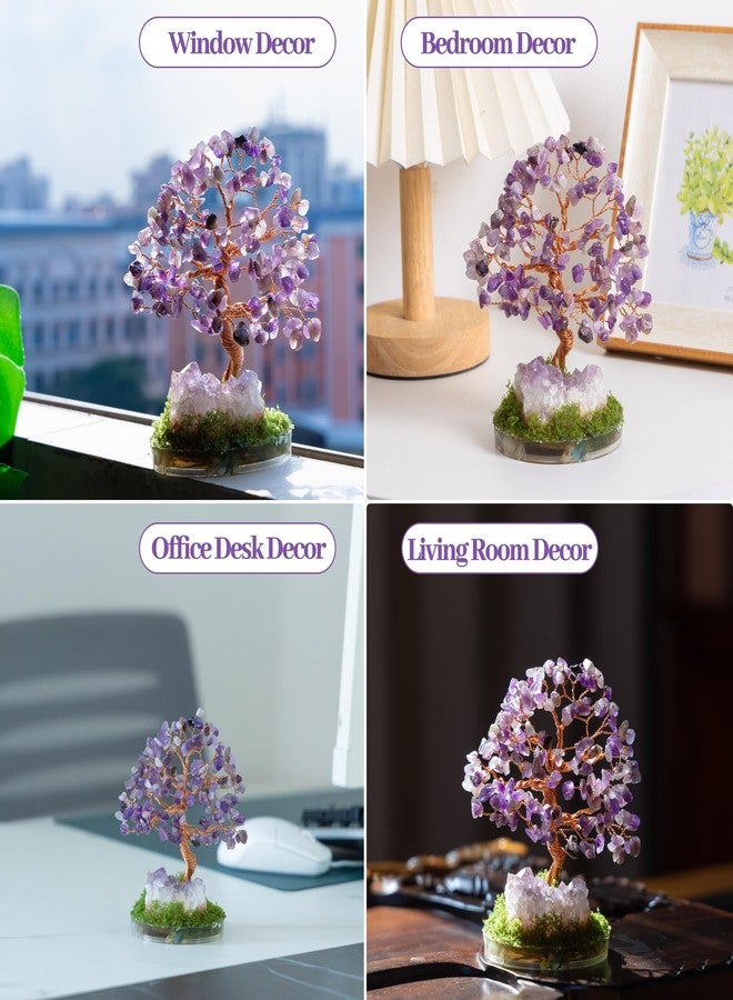 Dreamocean Amethyst Crystal Tree of Life Healing Crystal Money Gemstone Bonsai Tree with Natrual Amethyst Cluster Geode Home Office Desk Reki Decor for Women Purple Gifts for Women（Purple） - Image 5