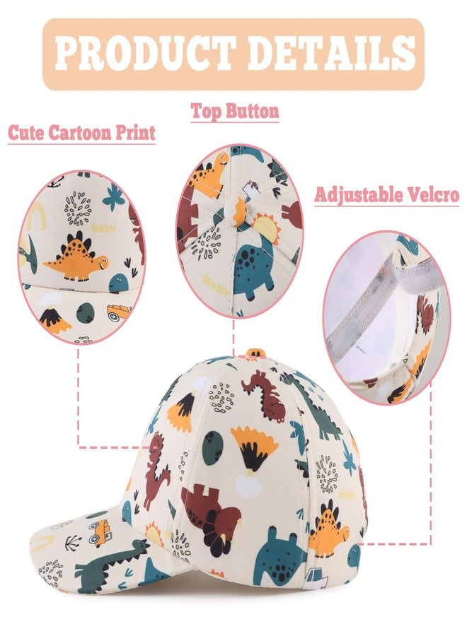 OMUKY Kids Baseball Cap Toddler Sun Hat Adjustable Summer Beach Girls Boys Caps for 2-6Years(Beige Dinosaur) - Image 2