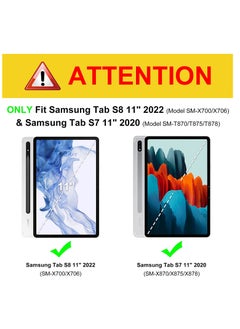 glassology Hybrid Slim Case for Samsung Galaxy Tab S8/Tab S7 Shockproof Cover with S Pen Holder, Clear Transparent Back Shell Auto Wake/Sleep with Screen Protector (Blue)  - Image 2