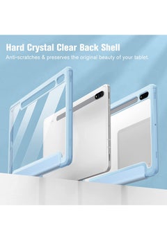 glassology Hybrid Slim Case for Samsung Galaxy Tab S8/Tab S7 Shockproof Cover with S Pen Holder, Clear Transparent Back Shell Auto Wake/Sleep with Screen Protector (Blue)  - Image 3