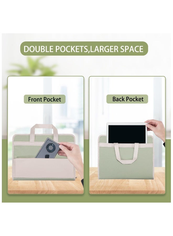 Generic 13 Pockets File Folder Organizer, Accordion Portable File Organizer with Handle, Document Organizer with Labels, Letter/A4 Size File Folders, Zippered Expanding File Folder for School Office, Green  - Image 2