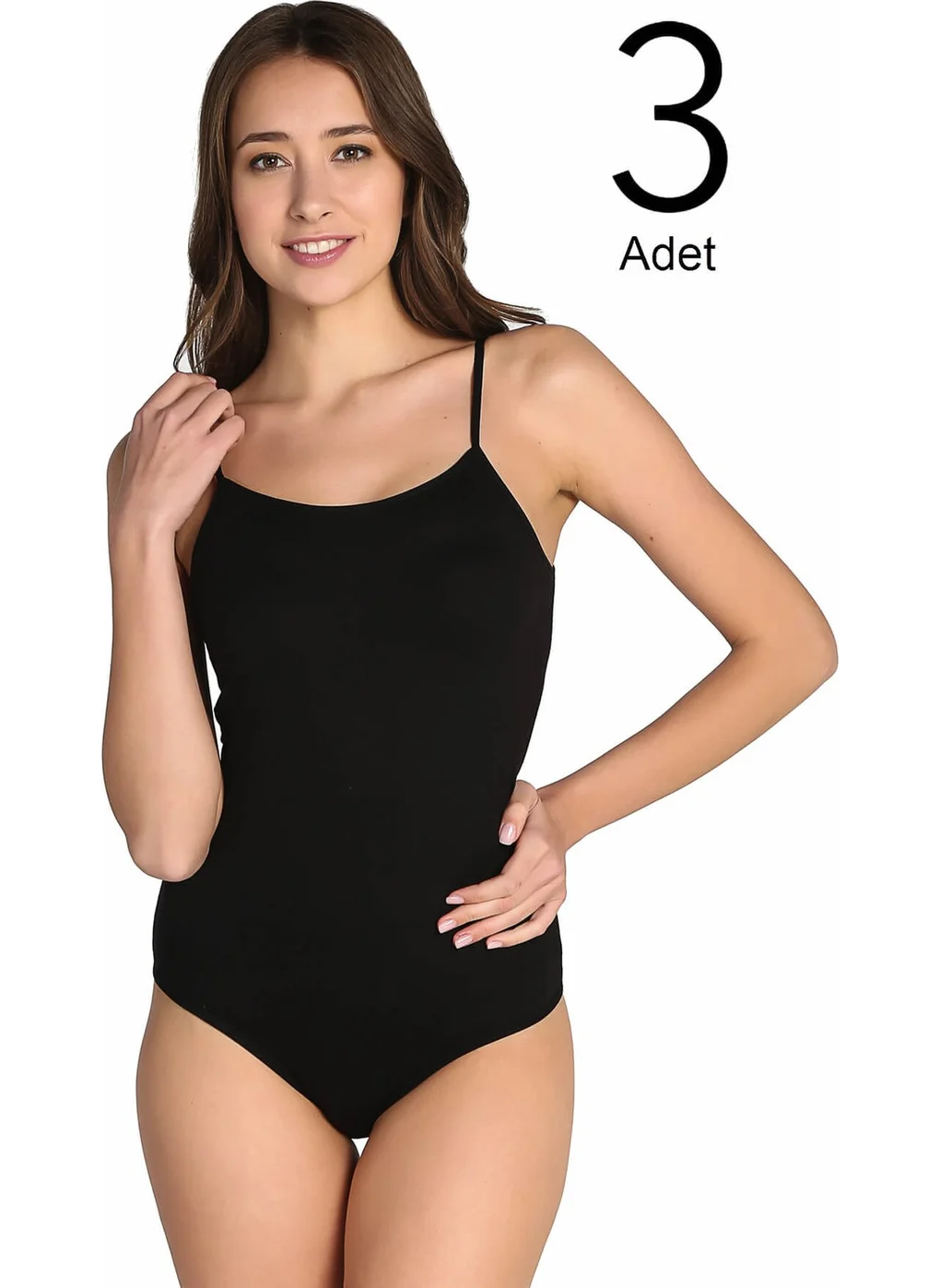 Tutku Women Black 3-Pack Rope Strap Lycra Hook and Snap Body