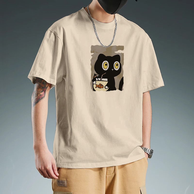 2025 New Short-Sleeved T-Shirt Boys Summer Trendy Brand Ins Loose Round Neck Cartoon Japanese Style Style Couple Tops - Image 2