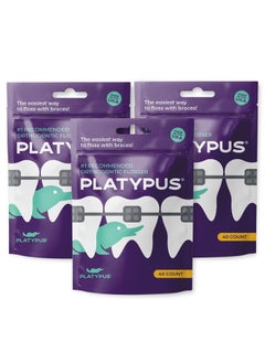 Platypus Orthodontic Flossers for Braces | Ortho Picks for Adults & Kids | Fits Under Arch Wire | Non-Damaging | Encourage Flossing Habits | Floss Teeth in Under Two Minutes (40 Count (Pack of 3)  - Image 1