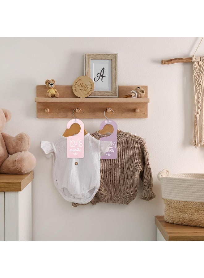 Whaline 8Pcs Baby Closet Dividers Boho Design Hanging Wooden Colorful Baby Closet Size Hanger Organizer - Image 5