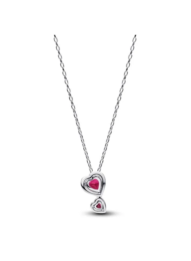 PANDORA Red Halo Hearts Pendant Necklace