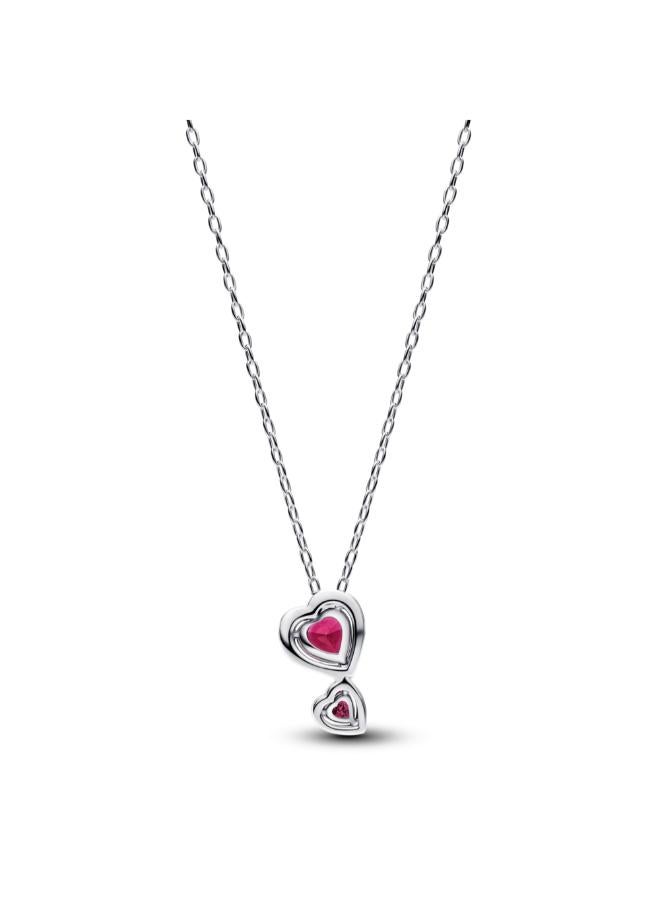 PANDORA Red Halo Hearts Pendant Necklace - Image 2