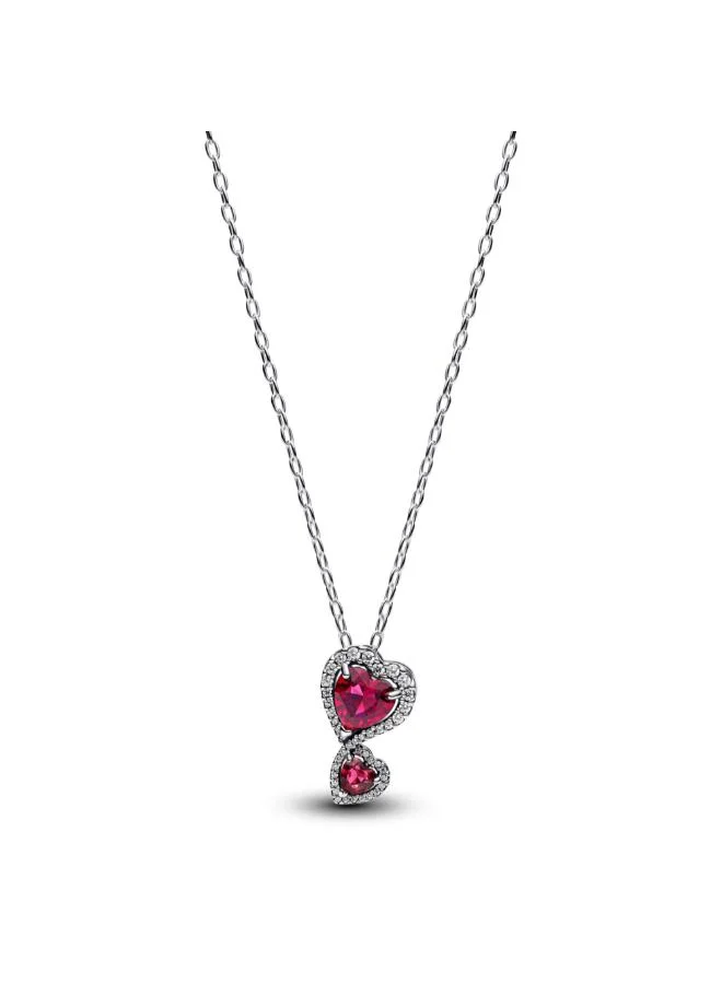 PANDORA Red Halo Hearts Pendant Necklace