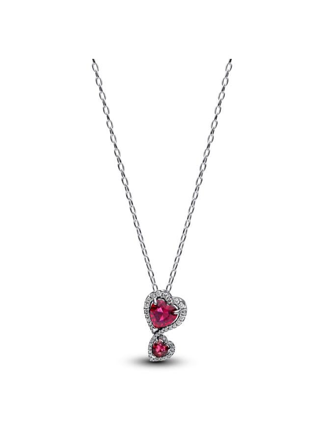 PANDORA Red Halo Hearts Pendant Necklace - Image 1