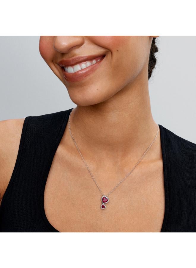 PANDORA Red Halo Hearts Pendant Necklace - Image 4