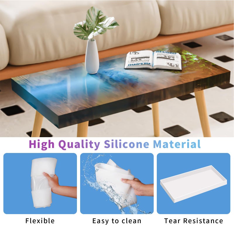 Vehipa Extra Large Epoxy Resin Mold 22.63x11.81x1.38in, Reusable Resin Molds for River Table, Coffee Table, Trays, Cutting Boards, DIY Resin Art - Image 4