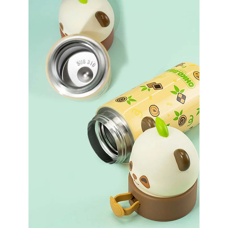 LITTLE SURPRISE BOX Little Surprise Box, Brown Panda Head Stainless Steel Thermos Water Bottle, 350ml