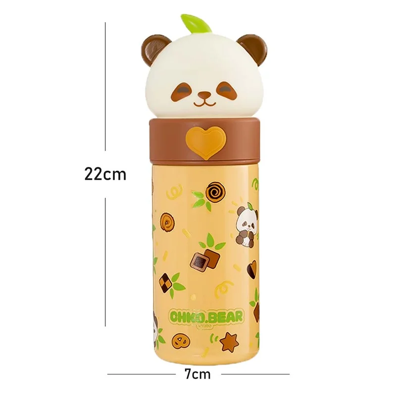 LITTLE SURPRISE BOX Little Surprise Box, Brown Panda Head Stainless Steel Thermos Water Bottle, 350ml