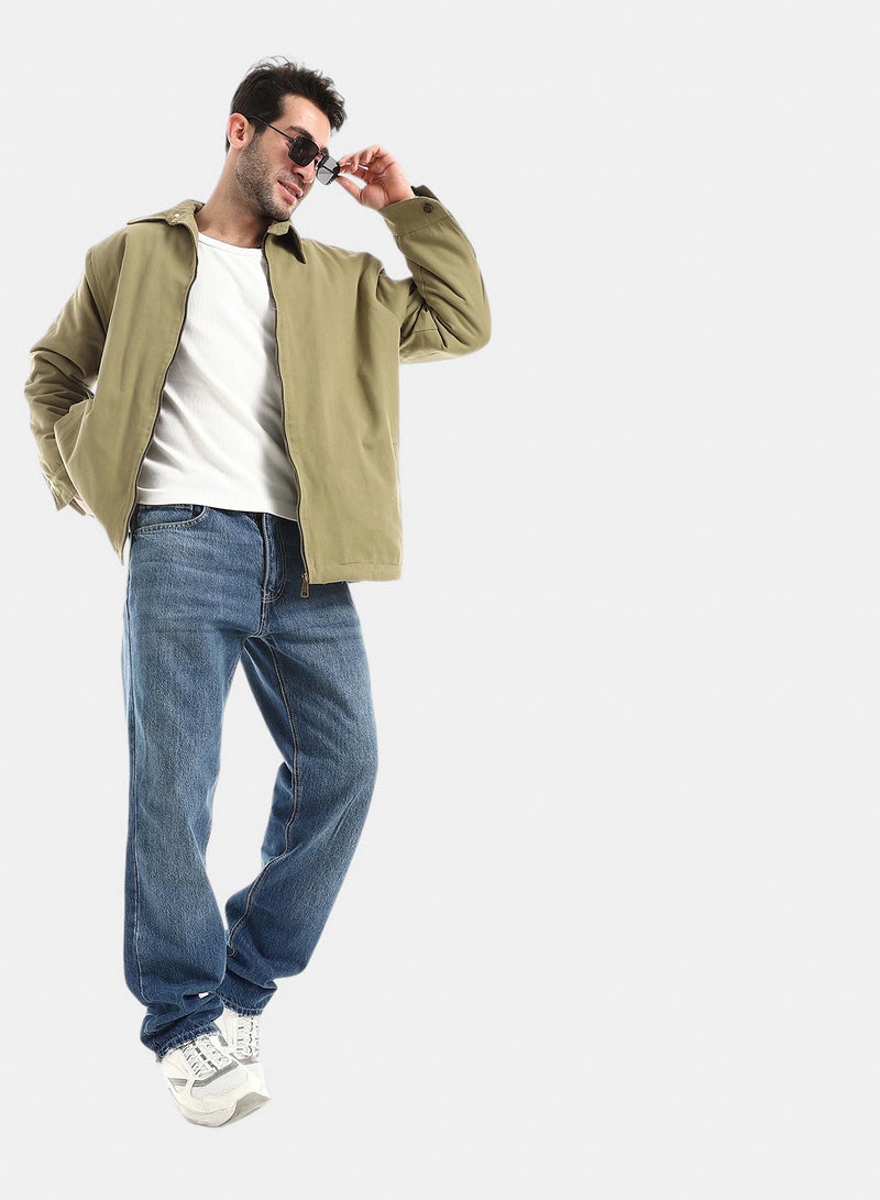 Red Circle Jabardine Jacket With Zipper - Image 5