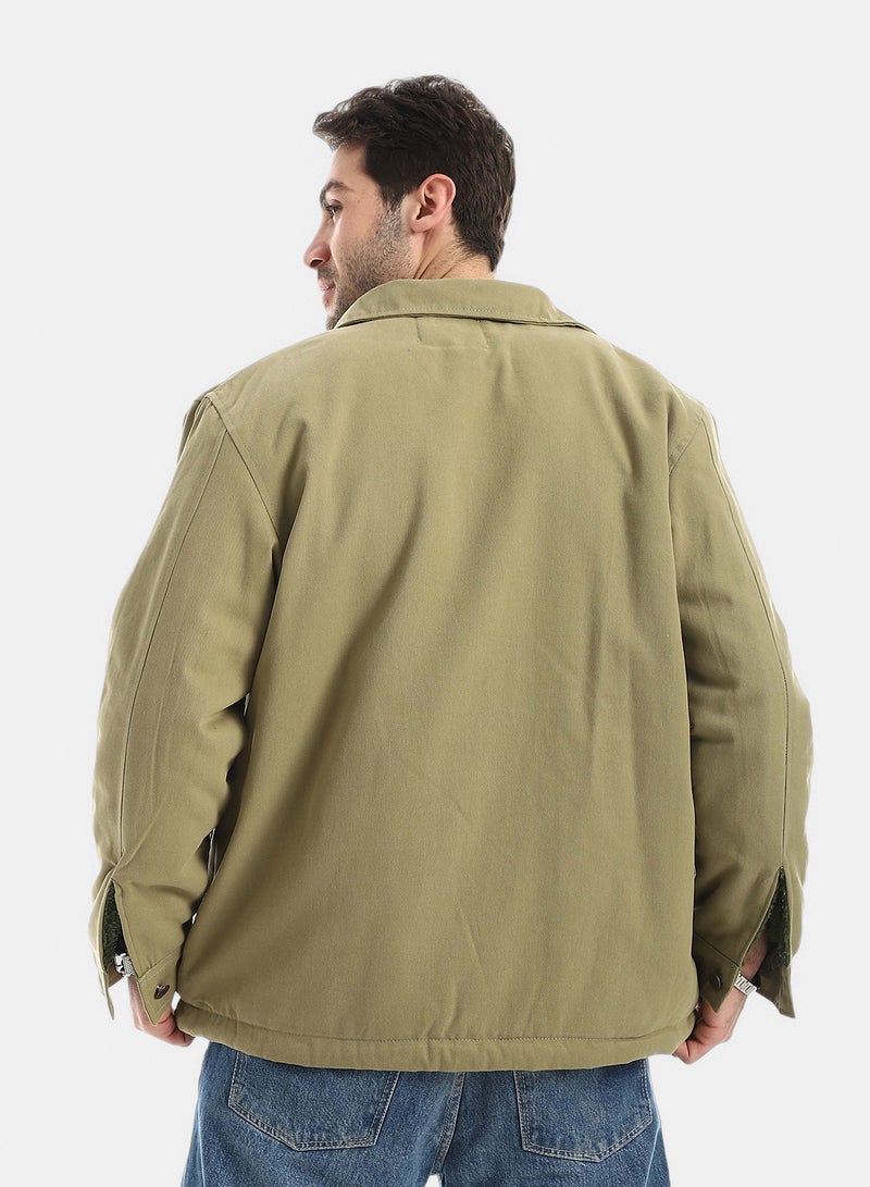 Red Circle Jabardine Jacket With Zipper - Image 3