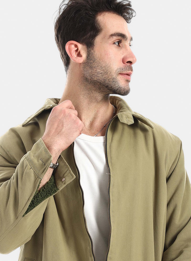 Red Circle Jabardine Jacket With Zipper - Image 4