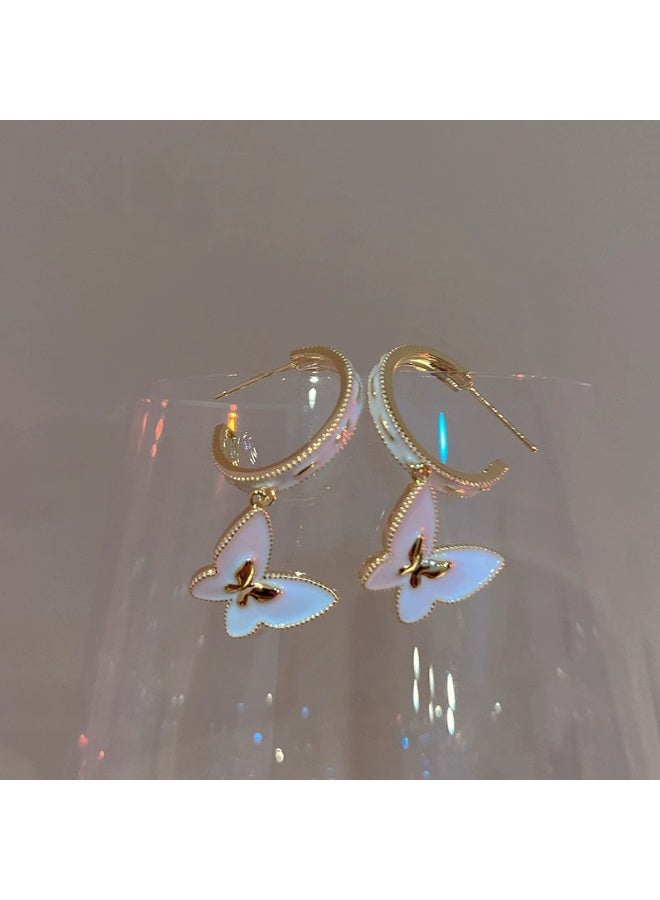 Goolsky New Style Temperament Butterfly Stud Earrings - Rose Gold Mother of Pearl Niche Design Minimalist Gentle Ear Jewelry - Image 3